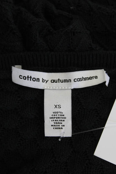 Cotton By Autumn Cashmere Womens Cotton Knit Pullover Sweater Top Black Size XS