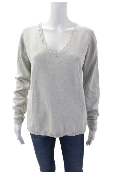 Brandy Melville Womens Cotton V-Neck Sweater Top Gray Size OS