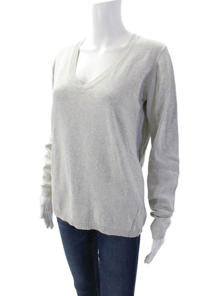 Brandy Melville Womens Cotton V-Neck Sweater Top Gray Size OS