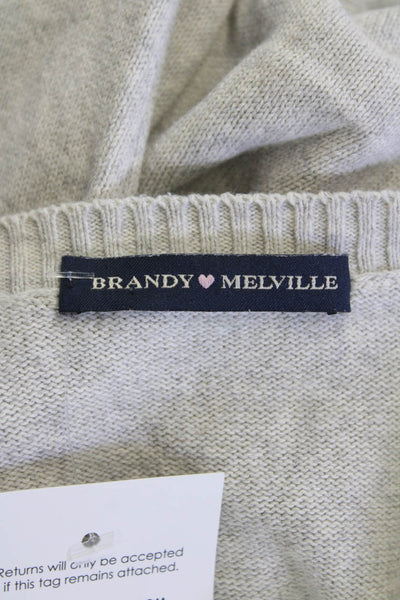 Brandy Melville Womens Cotton V-Neck Sweater Top Gray Size OS