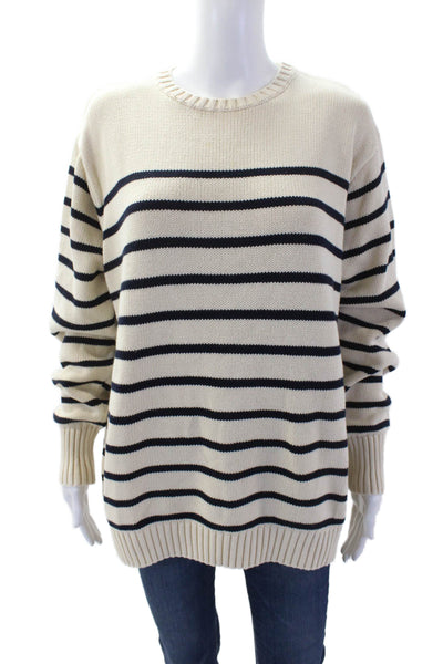 Brandy Melville Womens Cotton Striped Sweater Top Beige Size OS