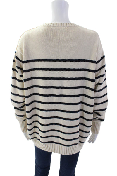 Brandy Melville Womens Cotton Striped Sweater Top Beige Size OS