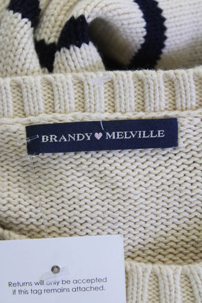 Brandy Melville Womens Cotton Striped Sweater Top Beige Size OS