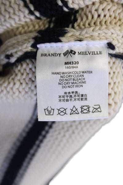 Brandy Melville Womens Cotton Striped Sweater Top Beige Size OS