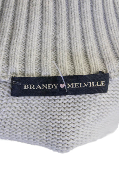 Brandy Melville Womens Cotton Stripe High Neck Sweater Gray Size OS