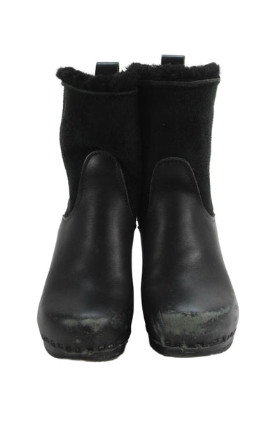 Designer Womens Sheepskin Ankle Boots Heels Black Size 36 6