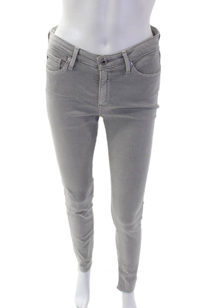 AG Adriano Goldschmied Womens Zipper Fly Mid Rise Skinny Jeans Gray Size 26