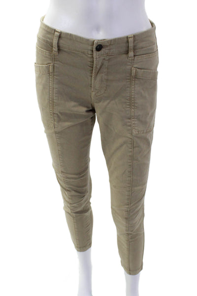 J Brand Womens Zipper Fly High Rise Slim Cut Pants Brown Cotton Size 25