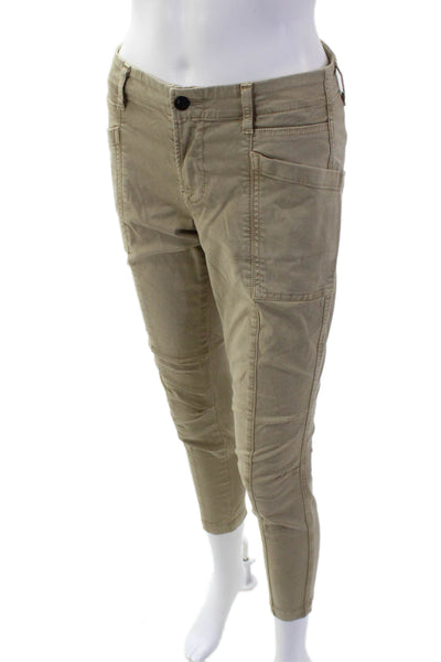 J Brand Womens Zipper Fly High Rise Slim Cut Pants Brown Cotton Size 25