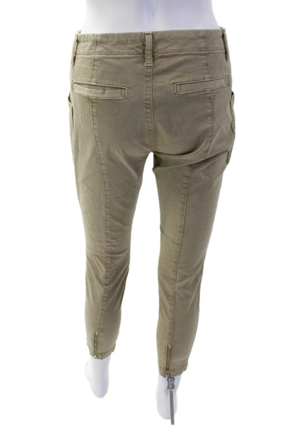 J Brand Womens Zipper Fly High Rise Slim Cut Pants Brown Cotton Size 25