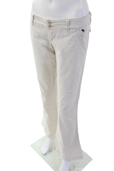 Abercrombie & Fitch Womens Zipper Fly Mid Rise Flare Leg Pants White Size 2