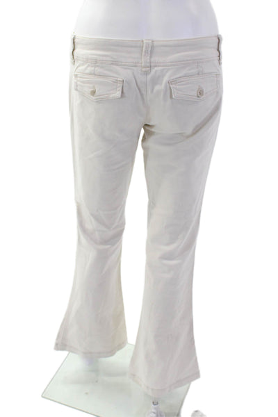 Abercrombie & Fitch Womens Zipper Fly Mid Rise Flare Leg Pants White Size 2