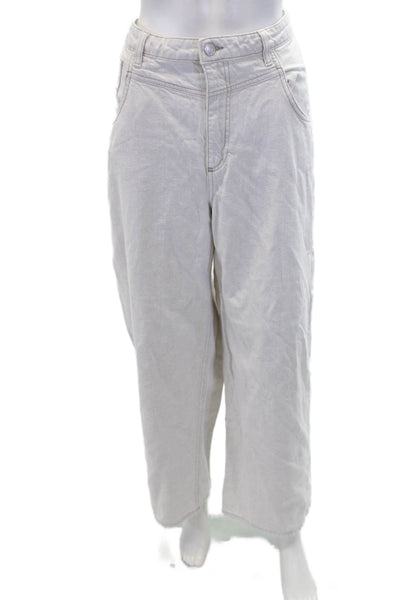 Zara Womens High Rise Baggy Straight Leg Denim Jeans Gray Size Large