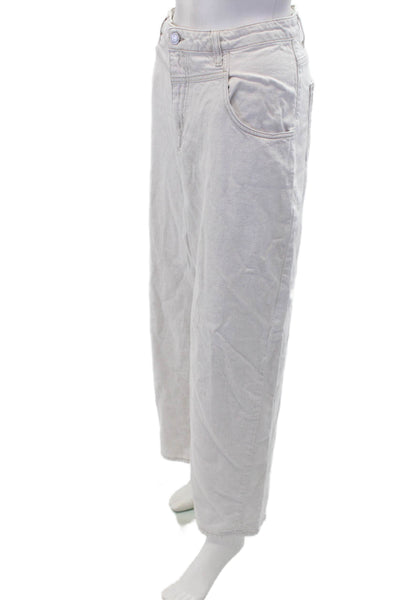 Zara Womens High Rise Baggy Straight Leg Denim Jeans Gray Size Large