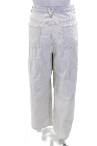 Zara Womens High Rise Baggy Straight Leg Denim Jeans Gray Size Large