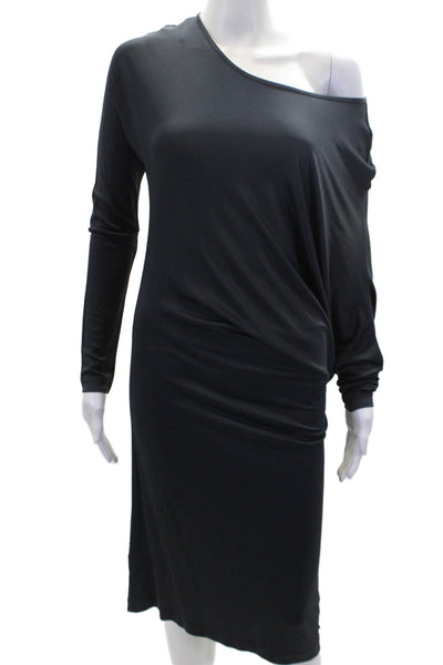 BCBGMAXAZRIA Womens Asymmetric Long Sleeve Dress Navy Size Large