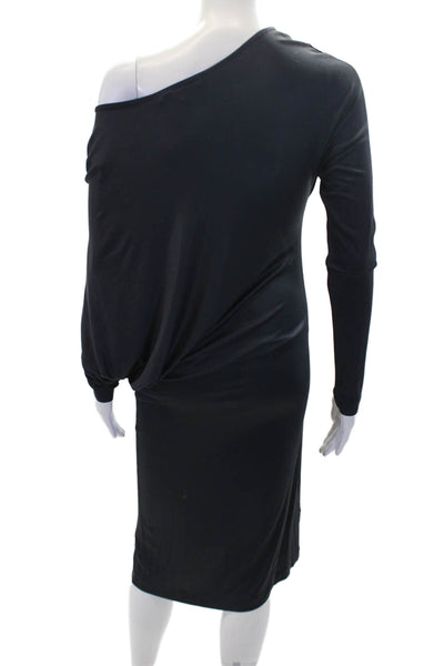 BCBGMAXAZRIA Womens Asymmetric Long Sleeve Dress Navy Size Large