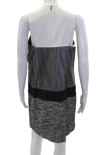 Tibi Womens Cotton Blend Scoop Neck Laser Cut Sleeveless Dress Black Size 10