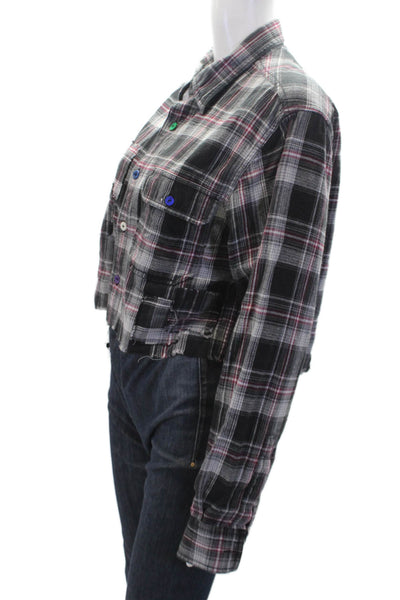 Riley Womens Plaid Collar Long Sleeve Shirt Black Multicolor Size M/L