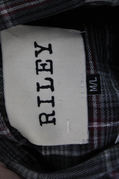 Riley Womens Plaid Collar Long Sleeve Shirt Black Multicolor Size M/L