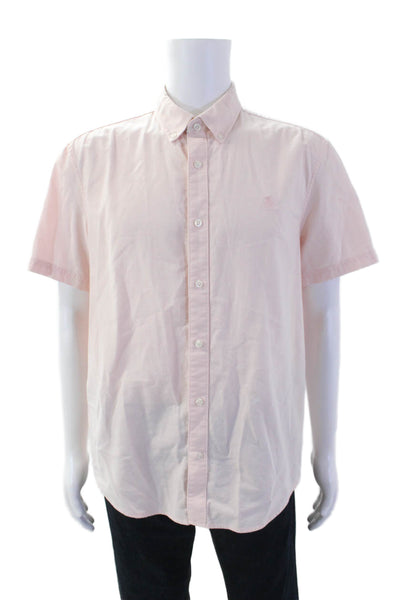 Penguin Mens Button Down Short Sleeves Shirt Pink Cotton Size Extra Large
