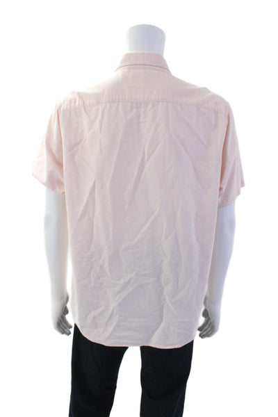 Penguin Mens Button Down Short Sleeves Shirt Pink Cotton Size Extra Large