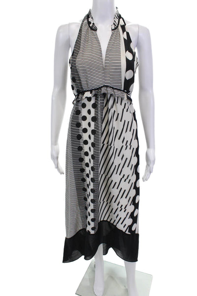 Maeve Anthropologie Womens Polka Dot A Line Maxi Dress Black White Size 2
