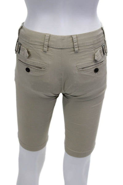 Vince Womens Mid Rise Zip Up Bermuda Shorts Beige Cotton Size 00