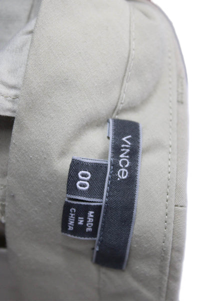 Vince Womens Mid Rise Zip Up Bermuda Shorts Beige Cotton Size 00