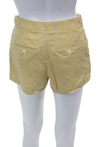 Tory Burch Womens Striped Pleated Front Shorts Yellow White Size 00
