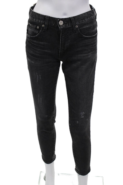 Moussy Womens High Rise Skinny Leg Jeans Black Cotton Size 26