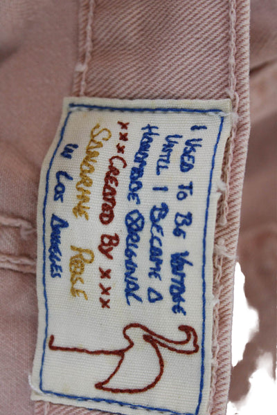 Sandrine Rose Womens Denim Embroidered High Rise Shorts Pink Size 24