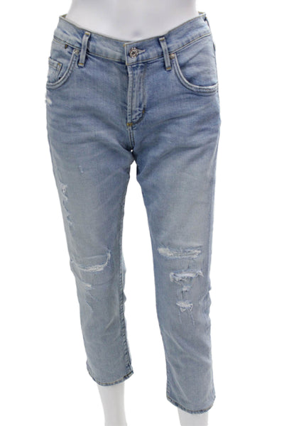 Agolde Womens High Rise Light Wash Skinny Leg Jeans Blue Cotton Size 24