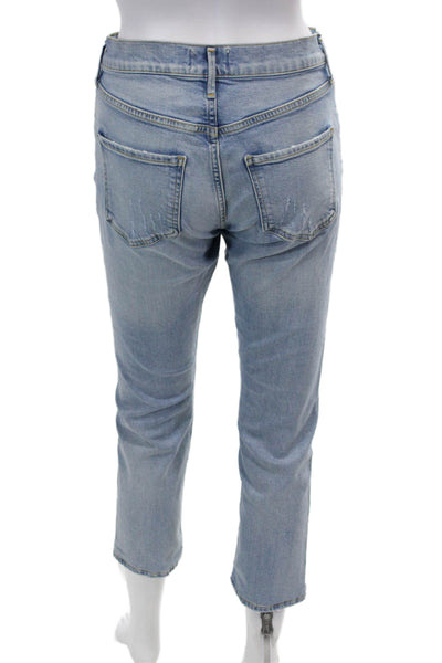 Agolde Womens High Rise Light Wash Skinny Leg Jeans Blue Cotton Size 24