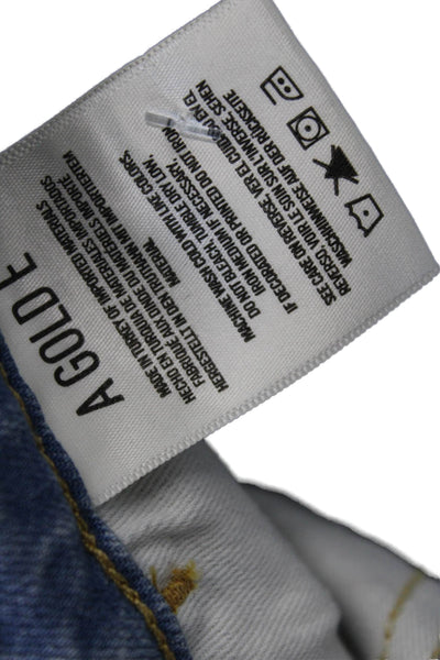 Agolde Womens High Rise Light Wash Skinny Leg Jeans Blue Cotton Size 24