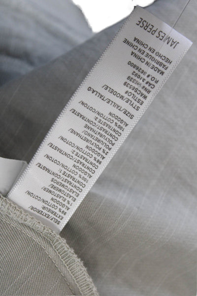 James Perse Womens Half Button Down Jogger Jumpsuit Grey Cotton Size 0