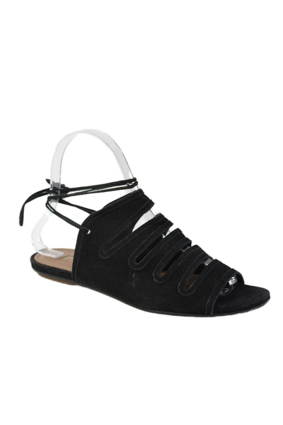 Aquazzura Womens Suede Cut-Out Strappy Tied Sandals Black Size EUR 36