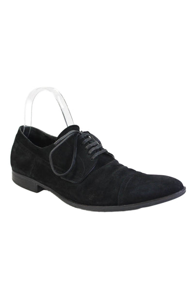 Dolce & Gabbana Mens Suede Cap Toe Lace-Up Formal Loafers Black Size 5.5