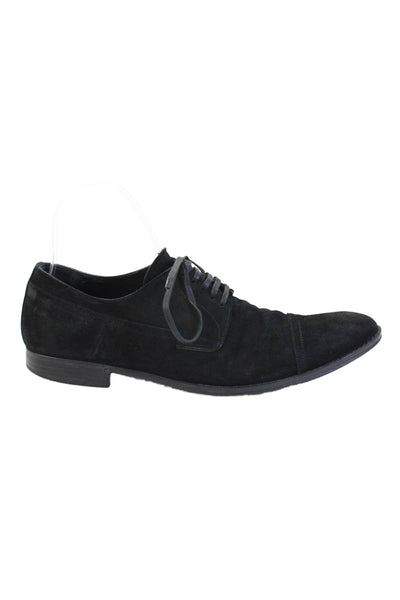 Dolce & Gabbana Mens Suede Cap Toe Lace-Up Formal Loafers Black Size 5.5