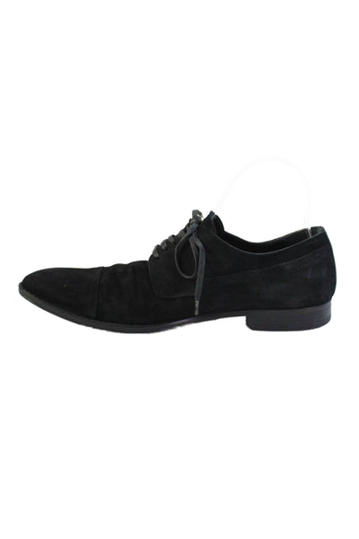 Dolce & Gabbana Mens Suede Cap Toe Lace-Up Formal Loafers Black Size 5.5