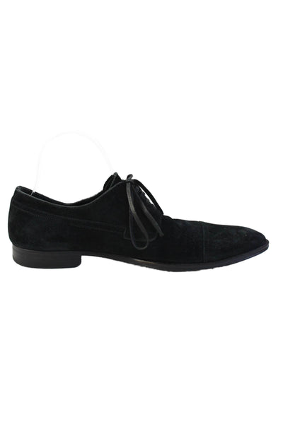 Dolce & Gabbana Mens Suede Cap Toe Lace-Up Formal Loafers Black Size 5.5