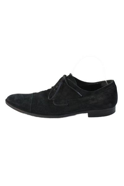 Dolce & Gabbana Mens Suede Cap Toe Lace-Up Formal Loafers Black Size 5.5