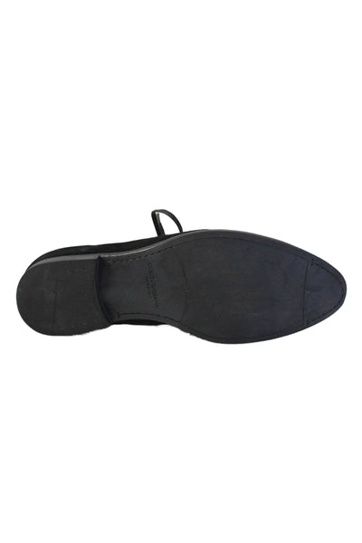 Dolce & Gabbana Mens Suede Cap Toe Lace-Up Formal Loafers Black Size 5.5