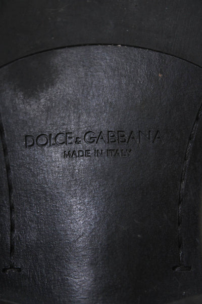 Dolce & Gabbana Mens Suede Cap Toe Lace-Up Formal Loafers Black Size 5.5