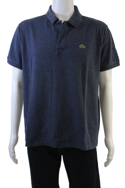 Lacoste Mens Button-Up Polo Shirt Blue Size XL