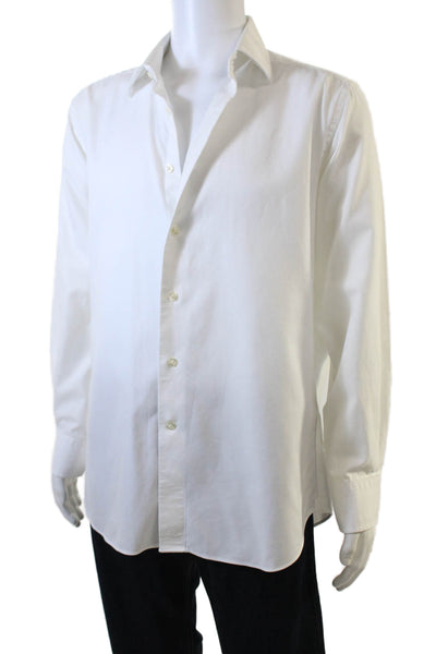 David Donahue Mens Button-Down Shirt White Size 34
