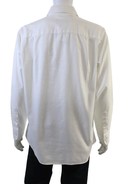David Donahue Mens Button-Down Shirt White Size 34