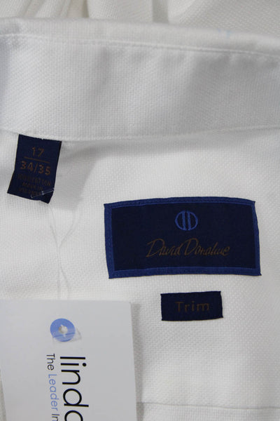 David Donahue Mens Button-Down Shirt White Size 34
