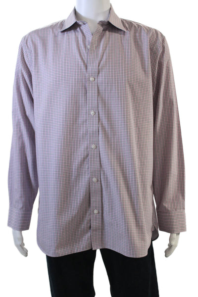 Bonobos Mens Plaid Button-Down Shirt Pink Size 35