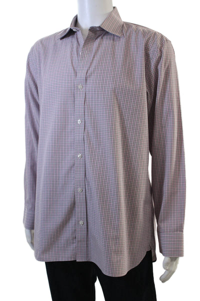 Bonobos Mens Plaid Button-Down Shirt Pink Size 35